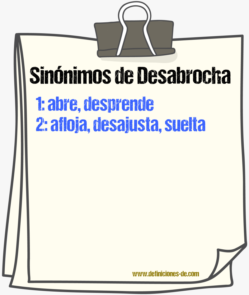 Sinónimos de desabrocha