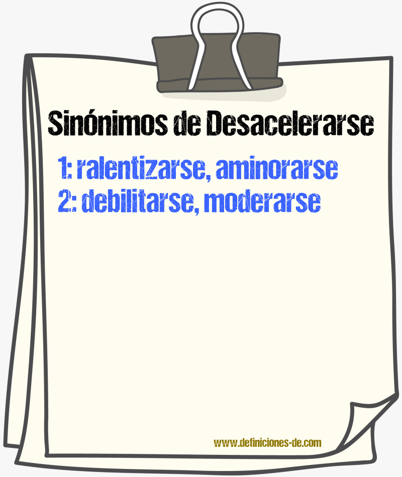 Sinónimos de desacelerarse