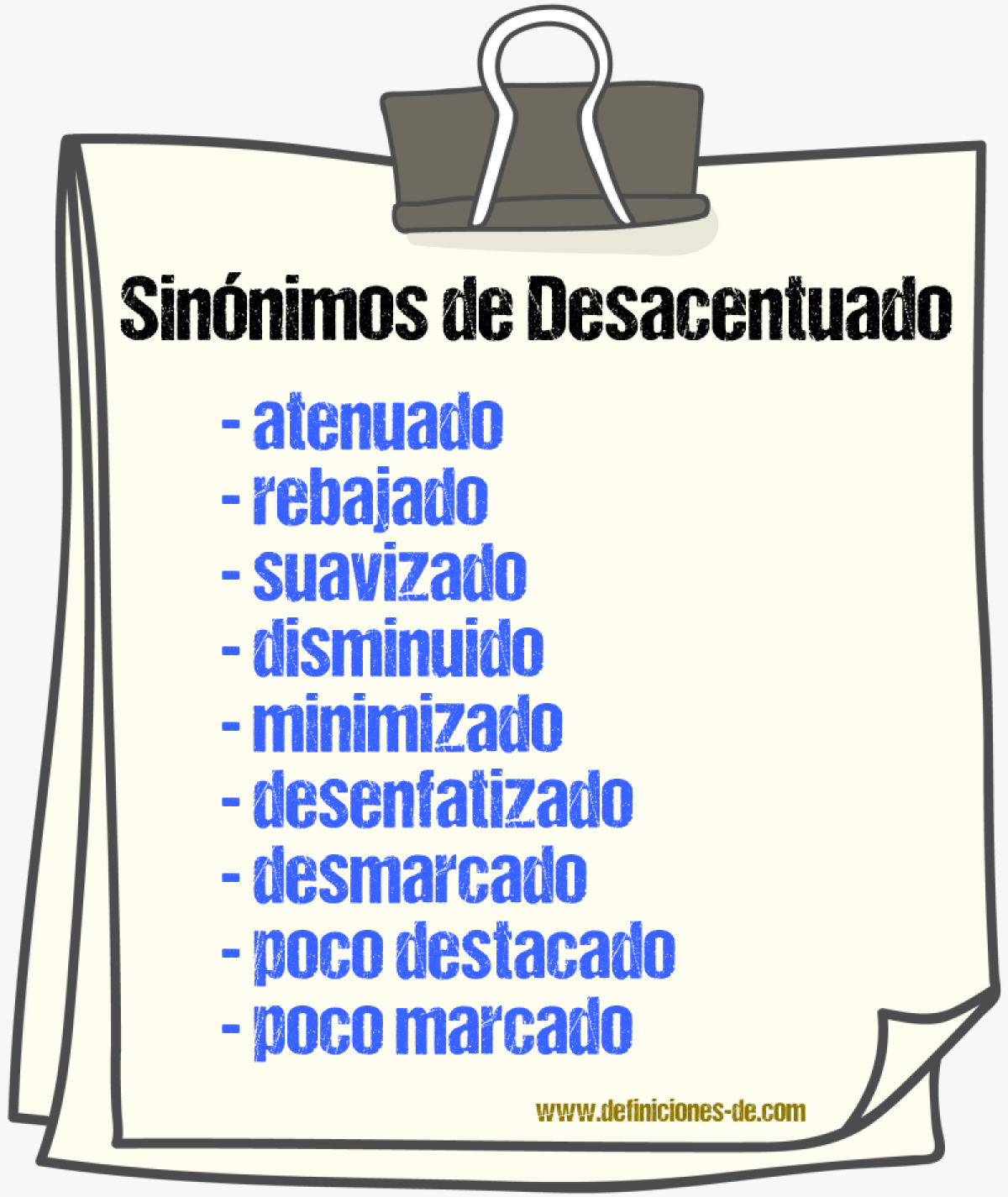 Sinónimos de desacentuado