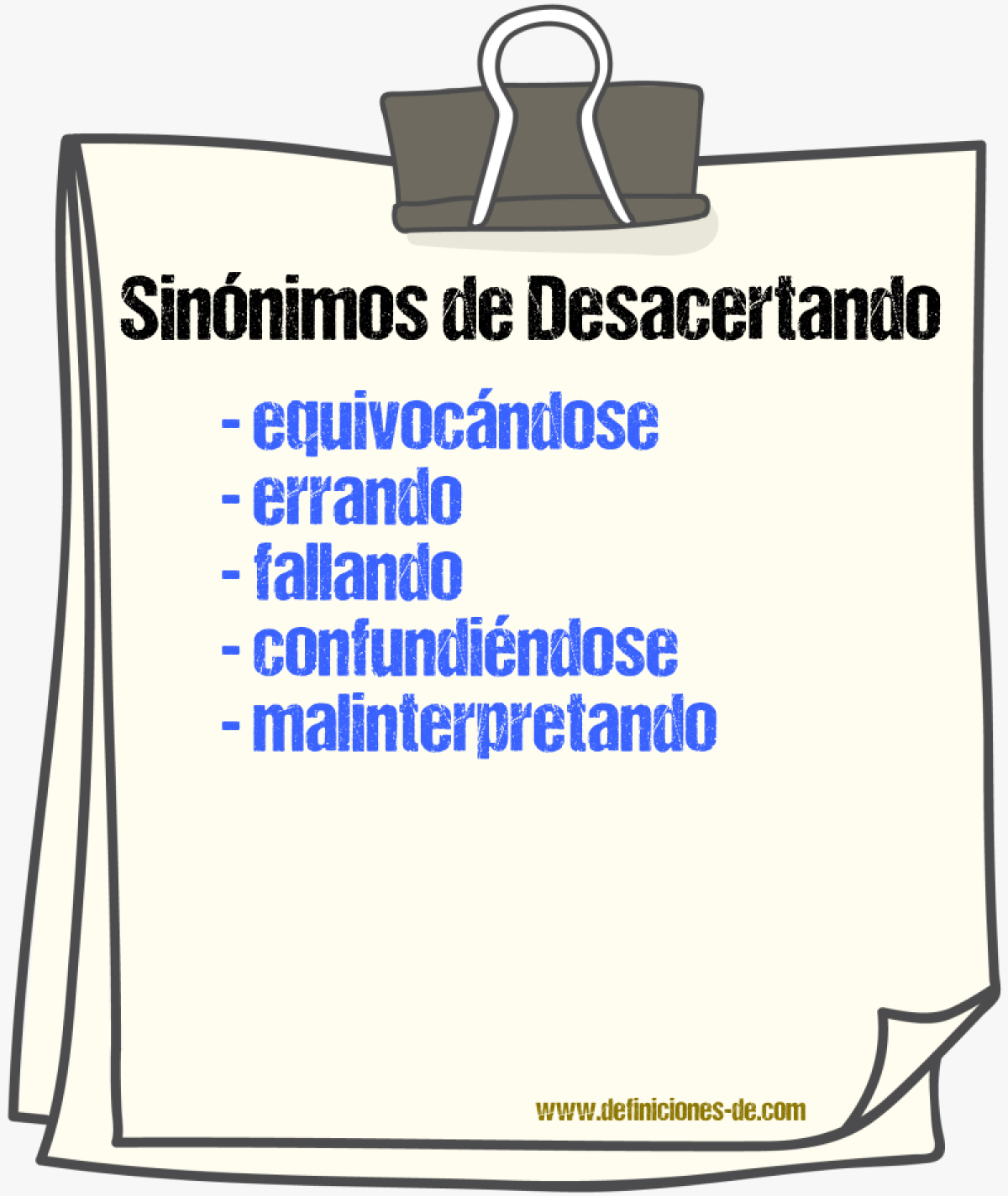 Sinónimos de desacertando