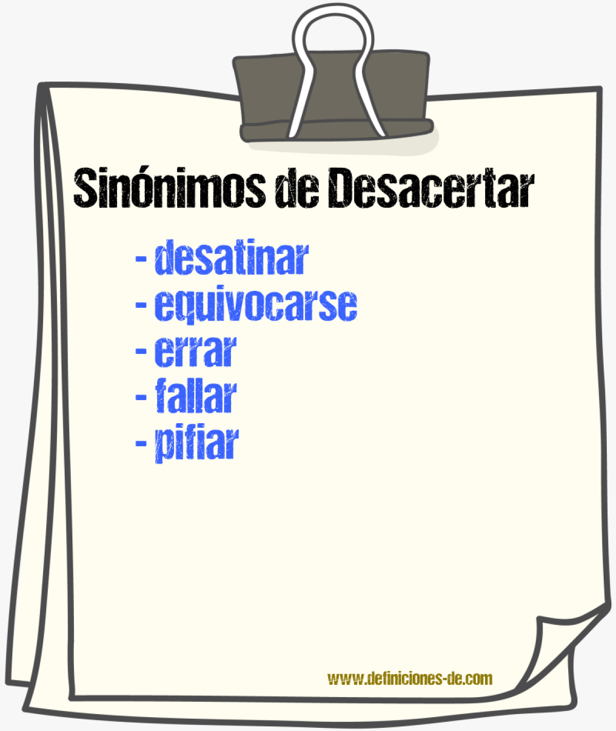 Sinnimos de desacertar