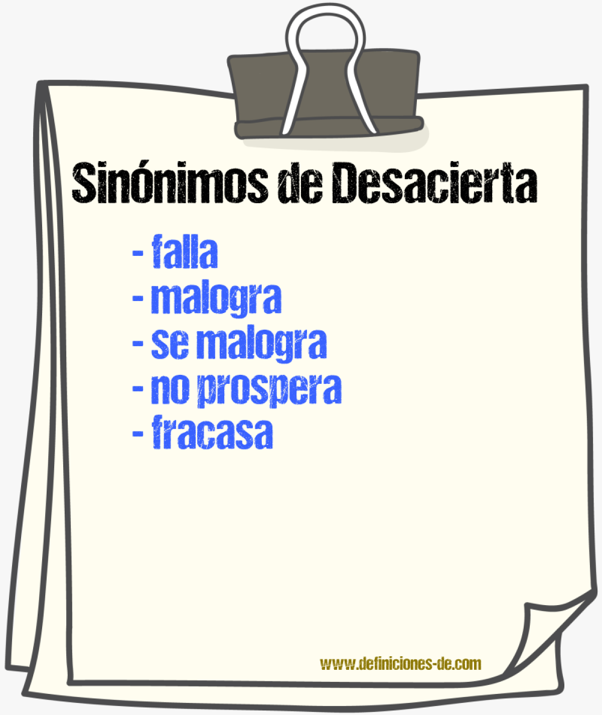 Sinónimos de desacierta