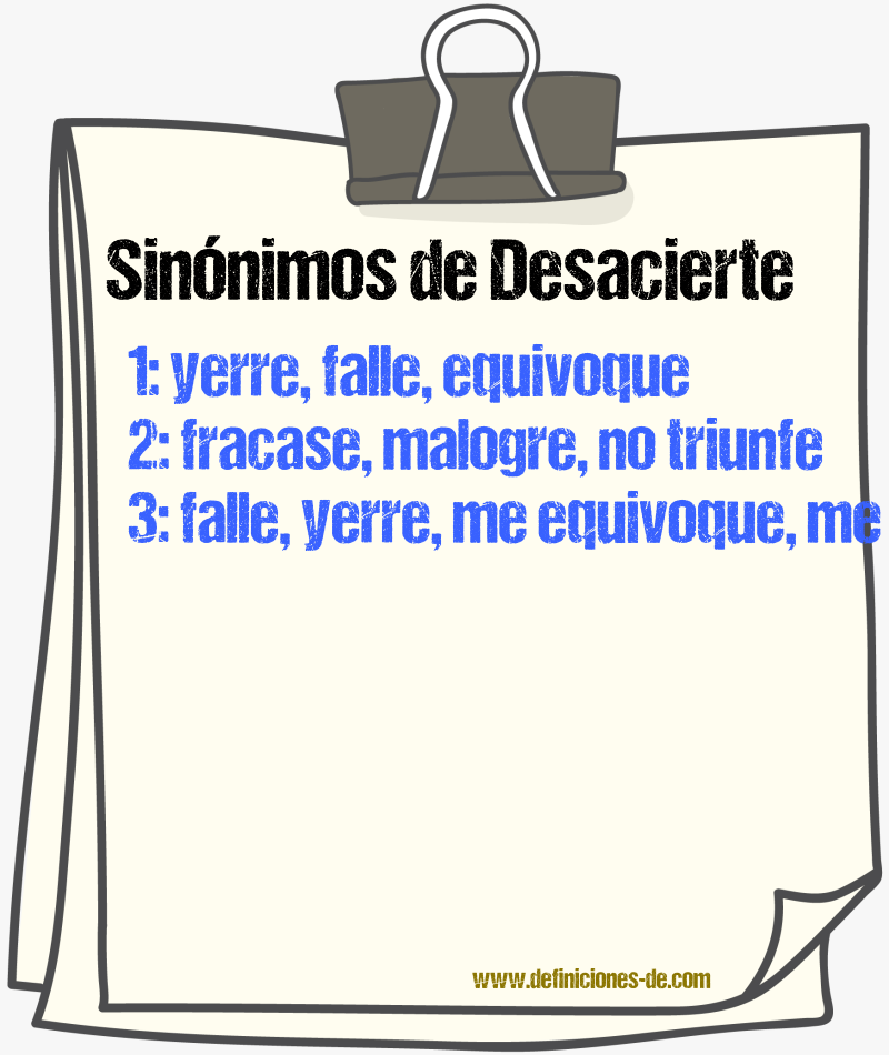 Sinónimos de desacierte