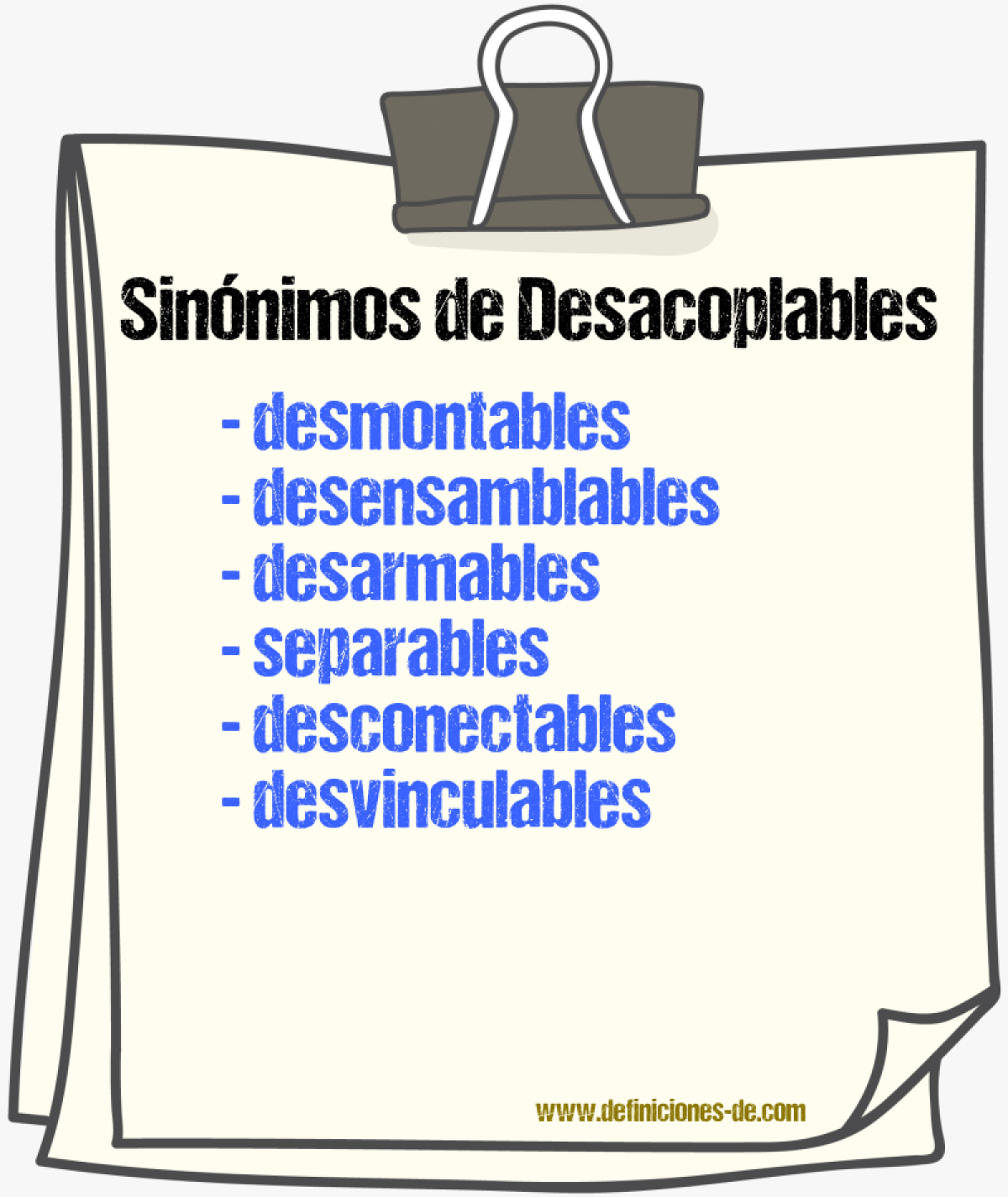 Sinónimos de desacoplables