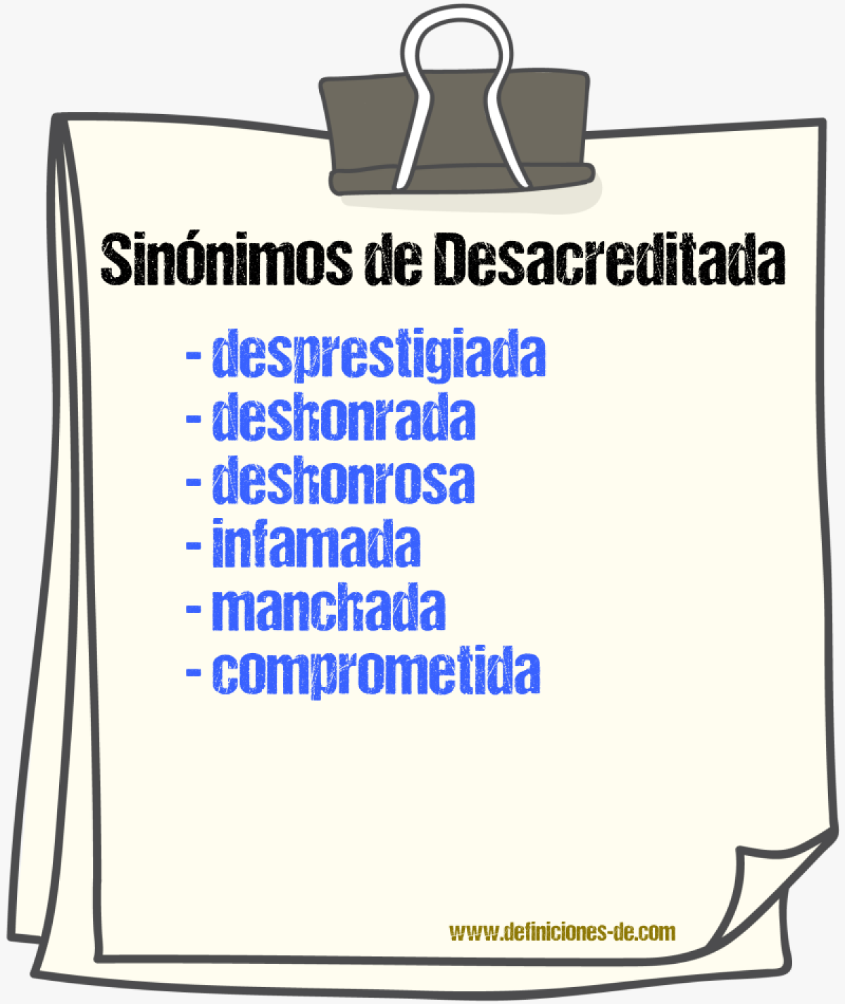 Sinónimos de desacreditada