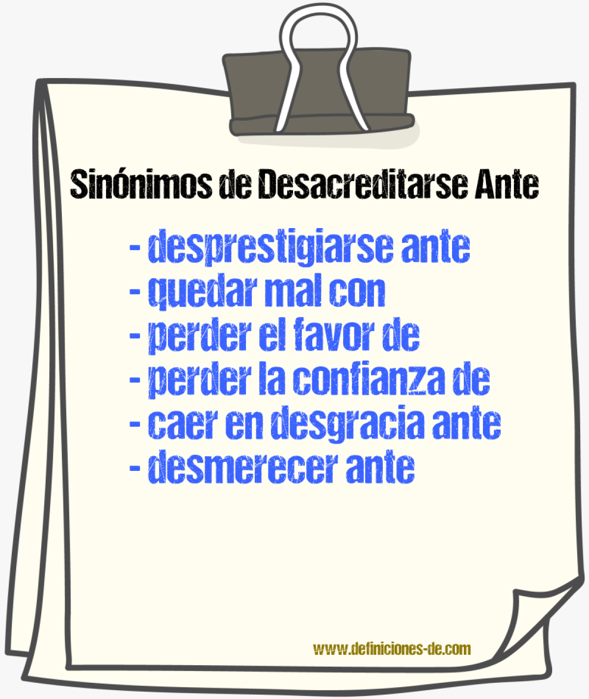 Sinónimos de desacreditarse ante
