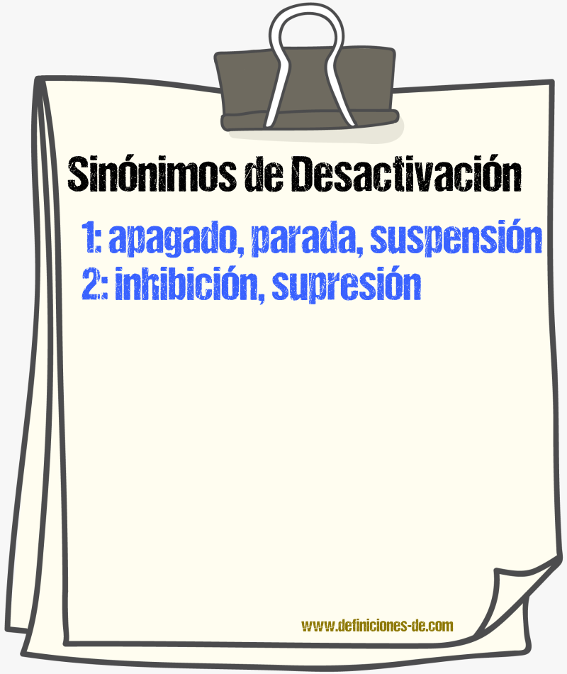 Sinónimos de desactivación