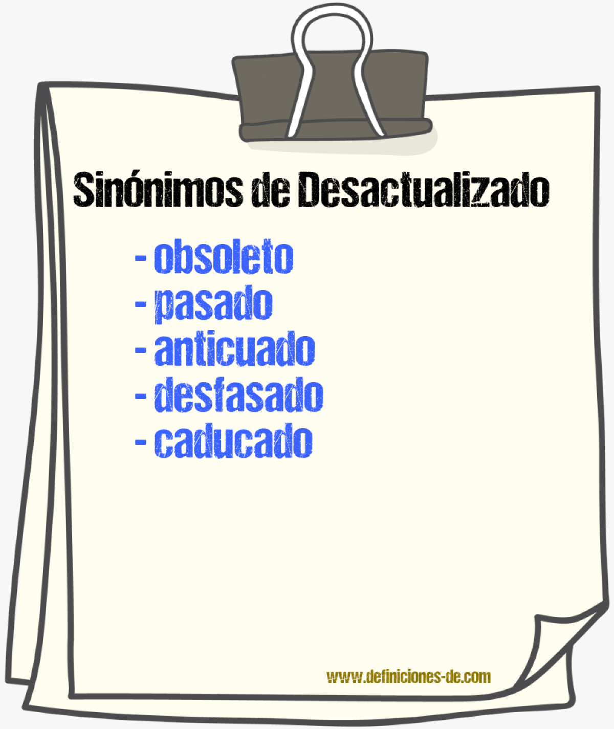 Sinnimos de desactualizado