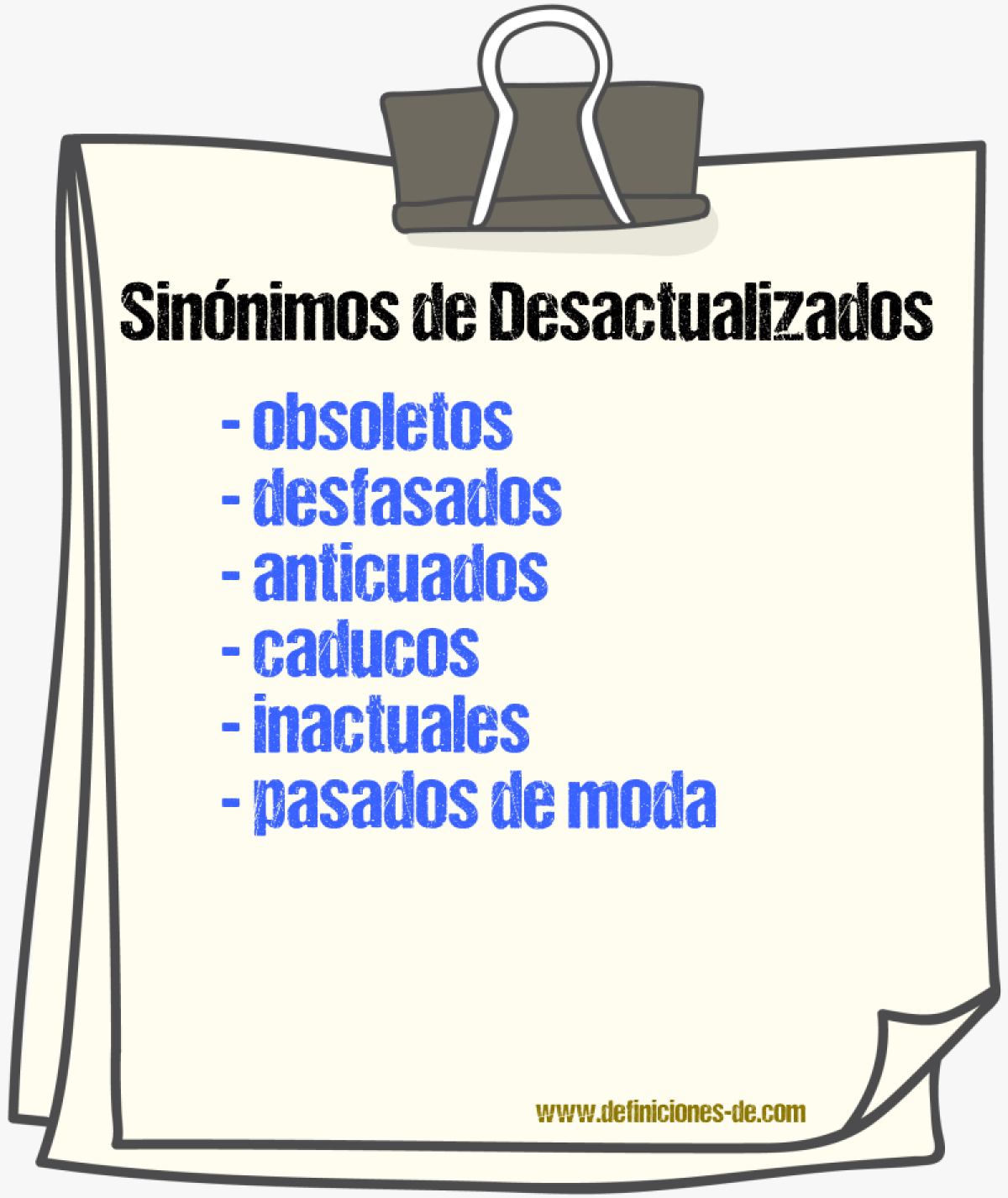 Sinónimos de desactualizados