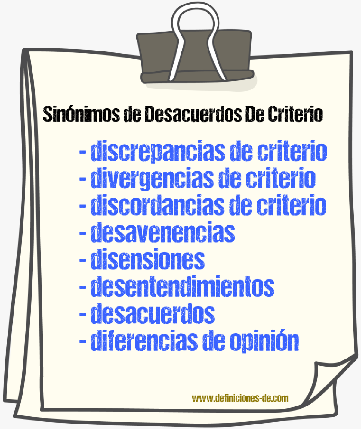 Sinónimos de desacuerdos de criterio