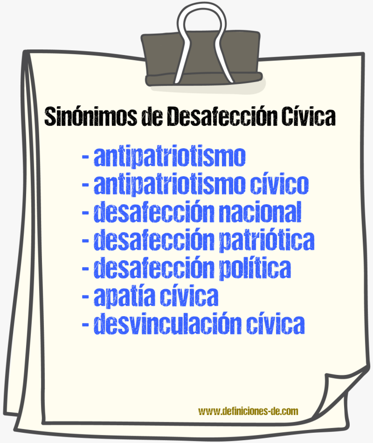 Sinónimos de desafección cívica