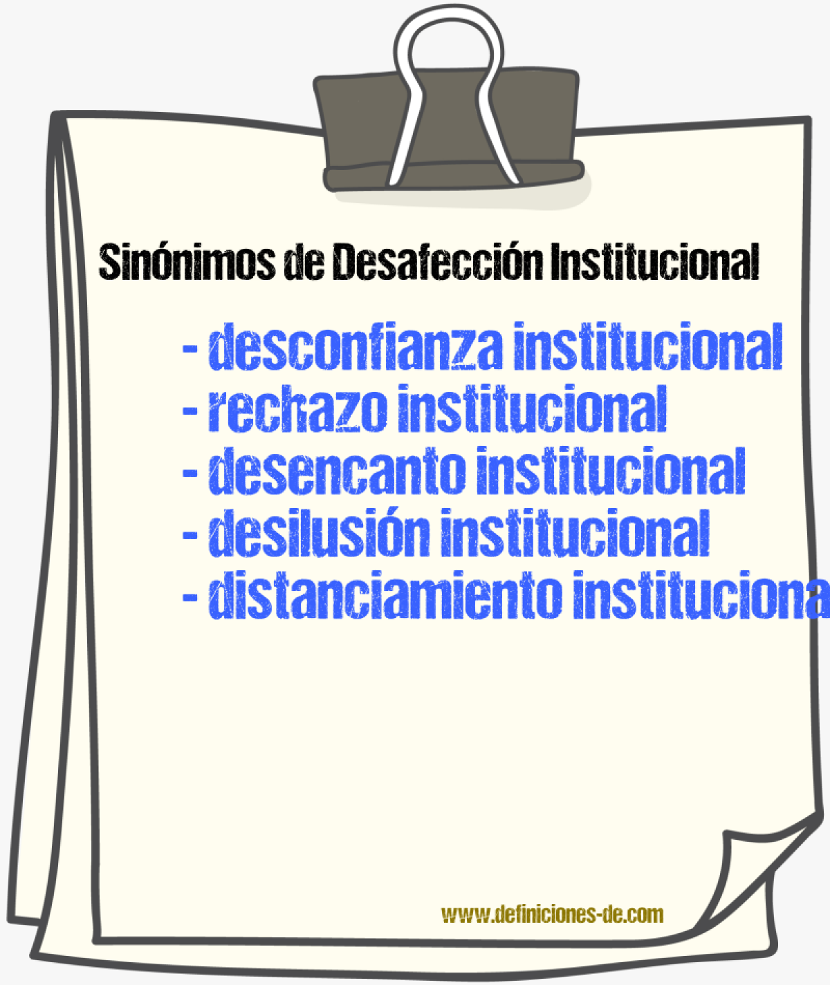 Sinónimos de desafección institucional