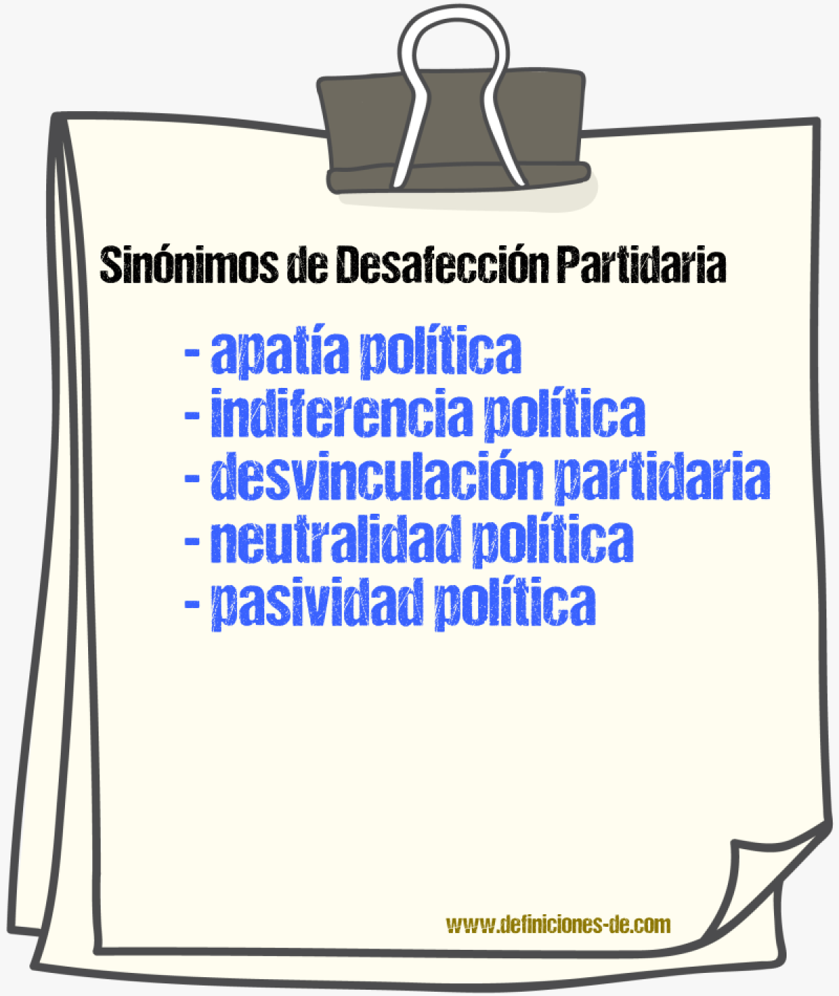 Sinónimos de desafección partidaria