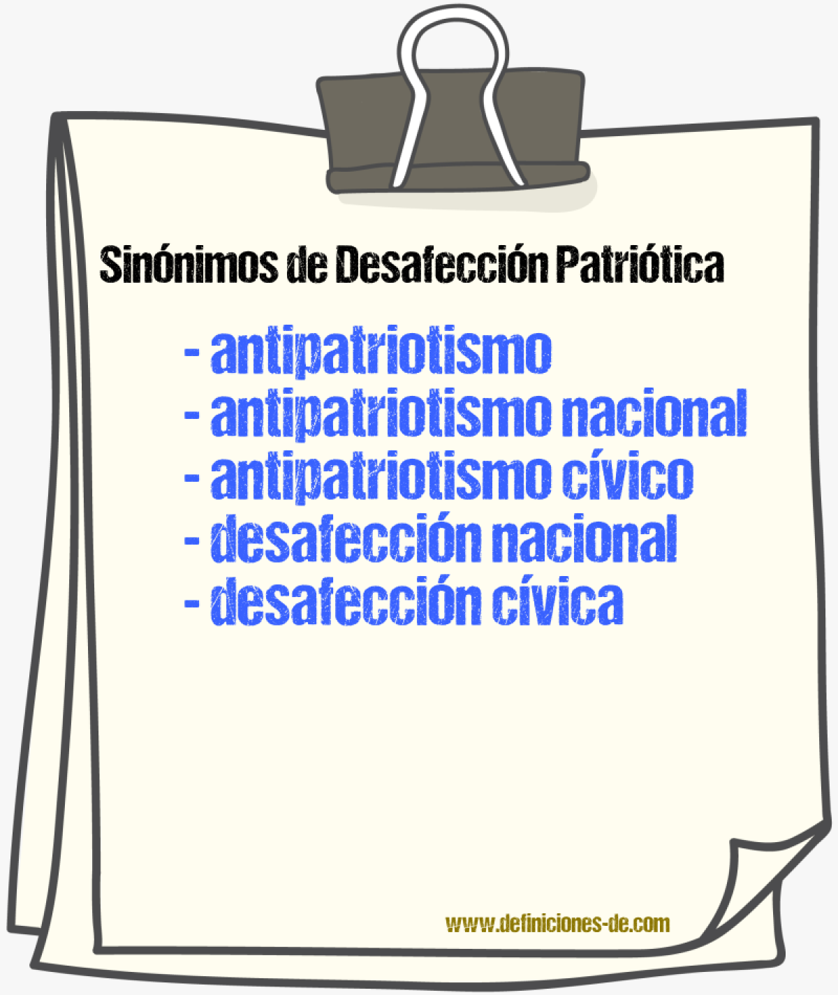 Sinónimos de desafección patriótica