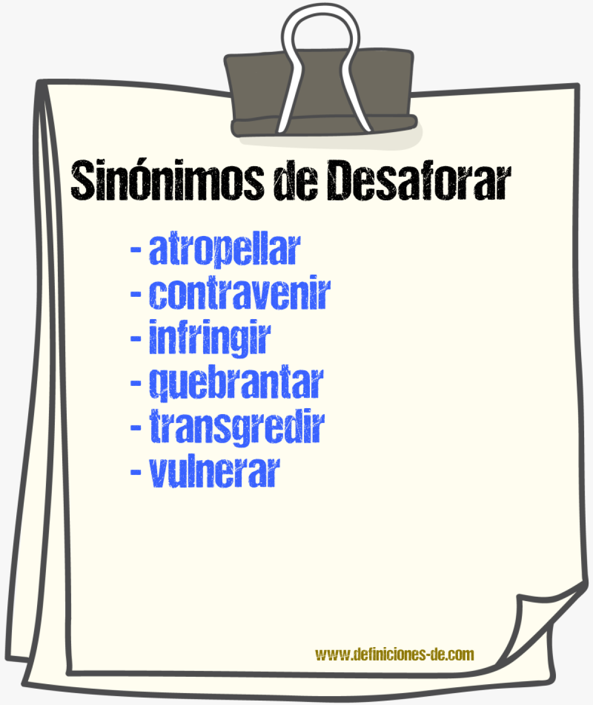 Sinnimos de desaforar