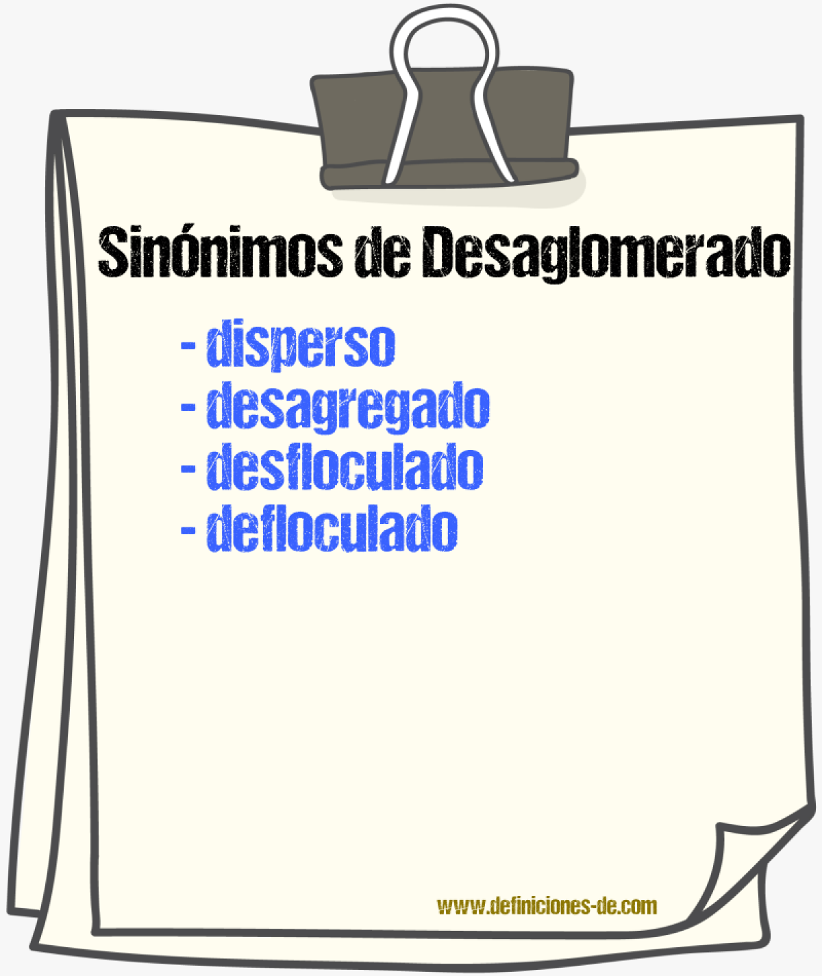 Sinónimos de desaglomerado