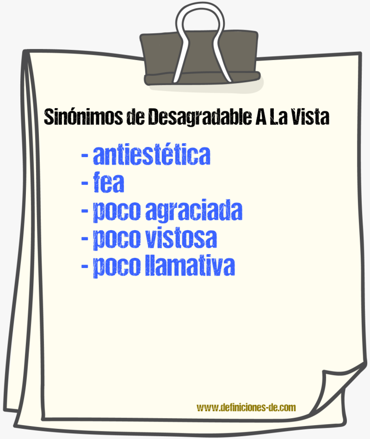 Sinónimos de desagradable a la vista