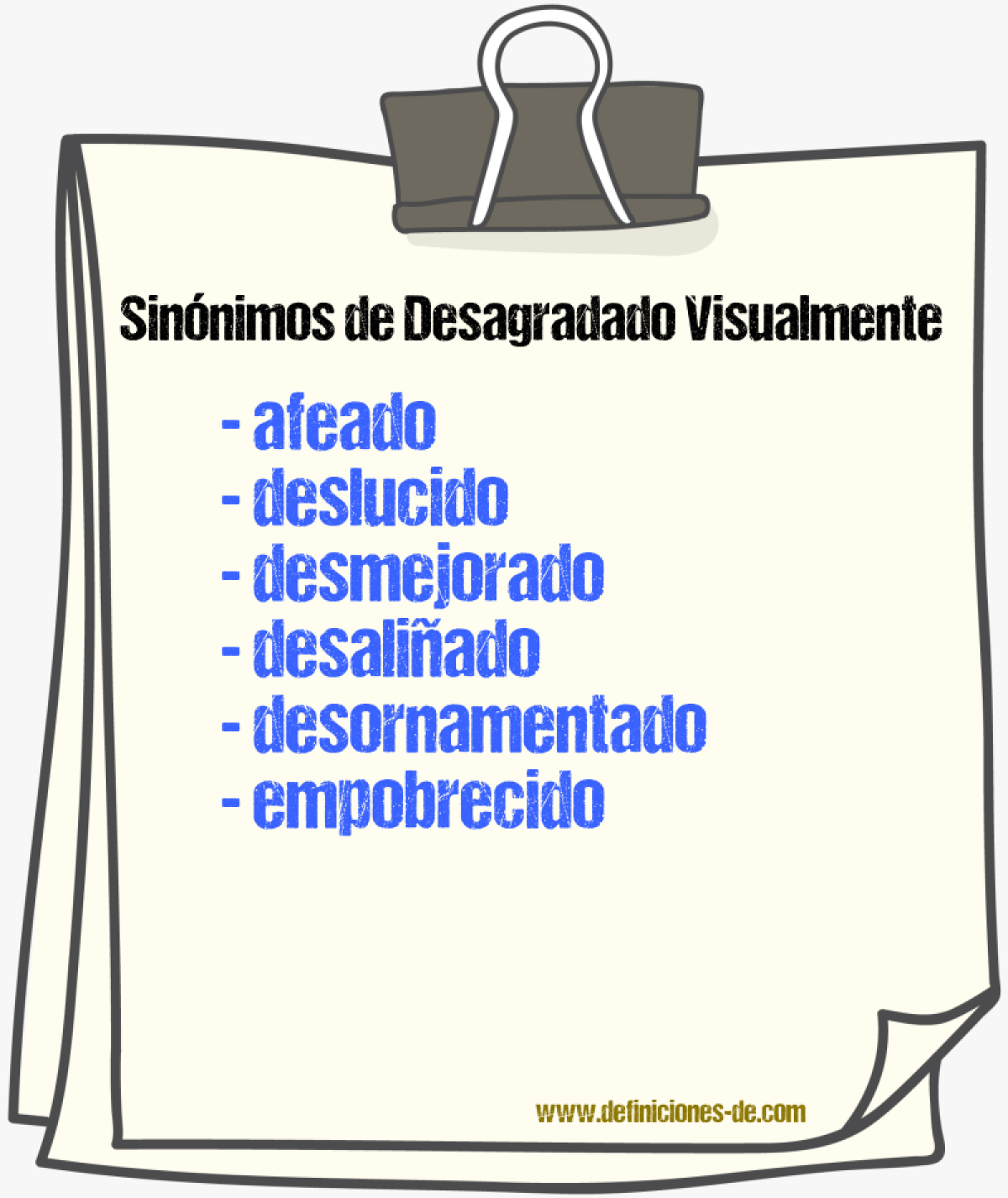 Sinónimos de desagradado visualmente