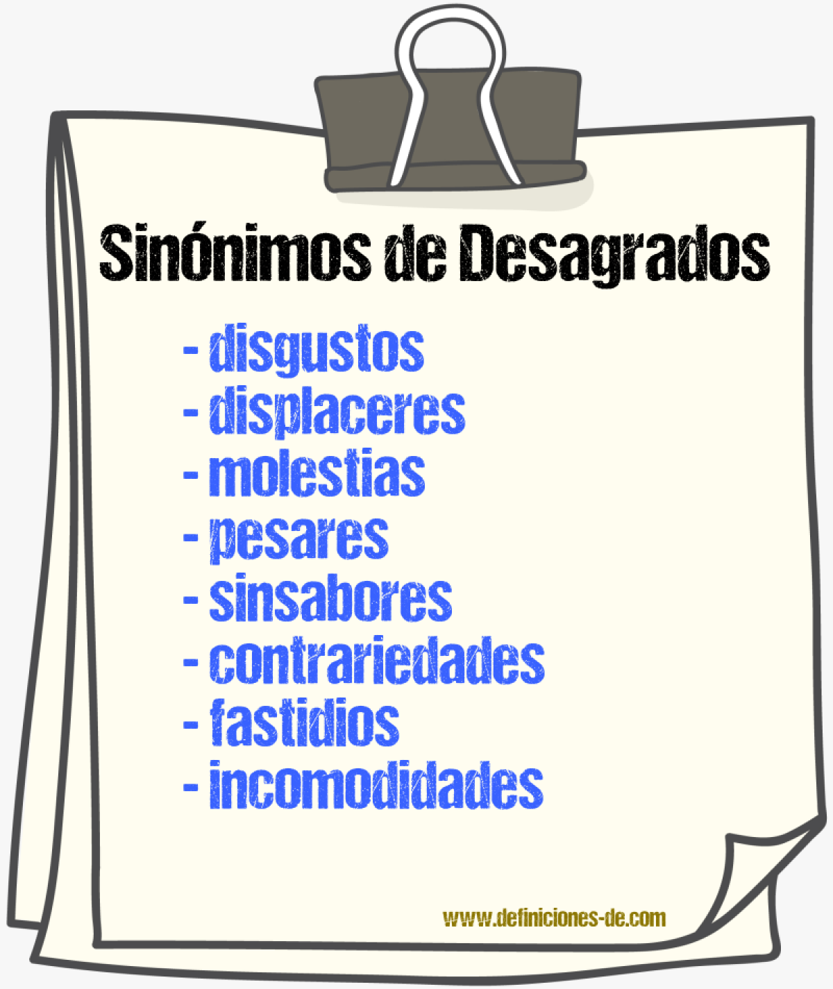 Sinónimos de desagrados