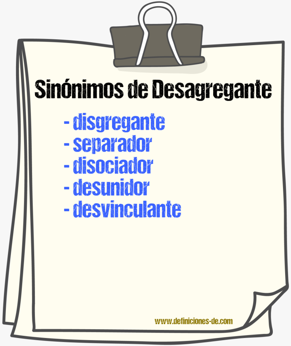 Sinónimos de desagregante