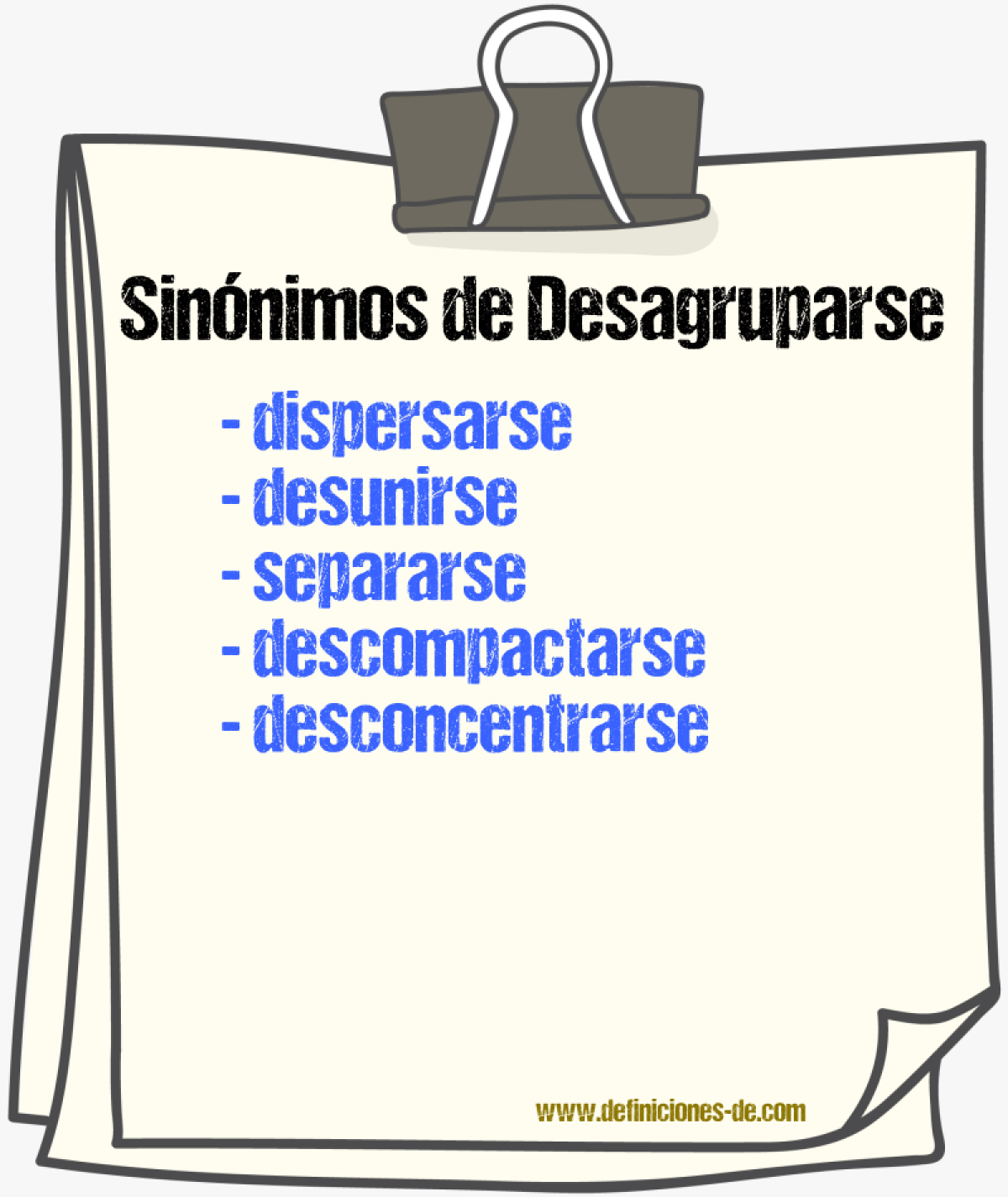Sinónimos de desagruparse