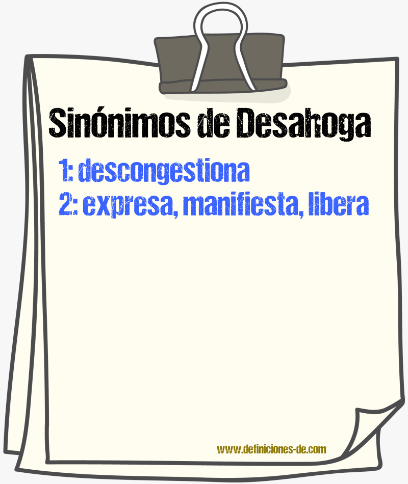 Sinónimos de desahoga