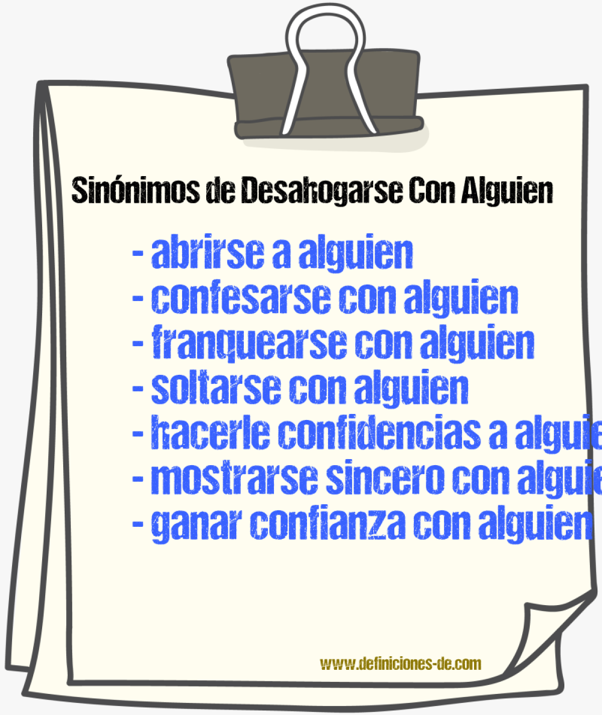 Sinónimos de desahogarse con alguien