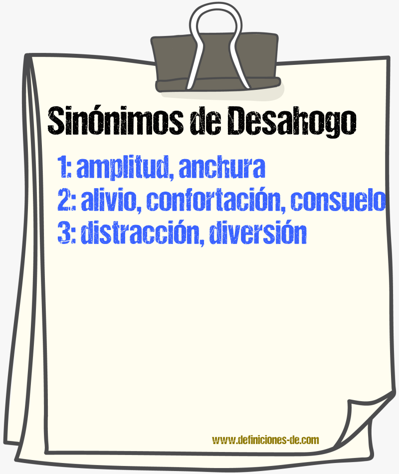 Sinnimos de desahogo