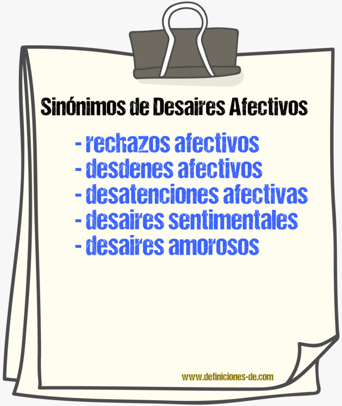 Sinónimos de desaires afectivos