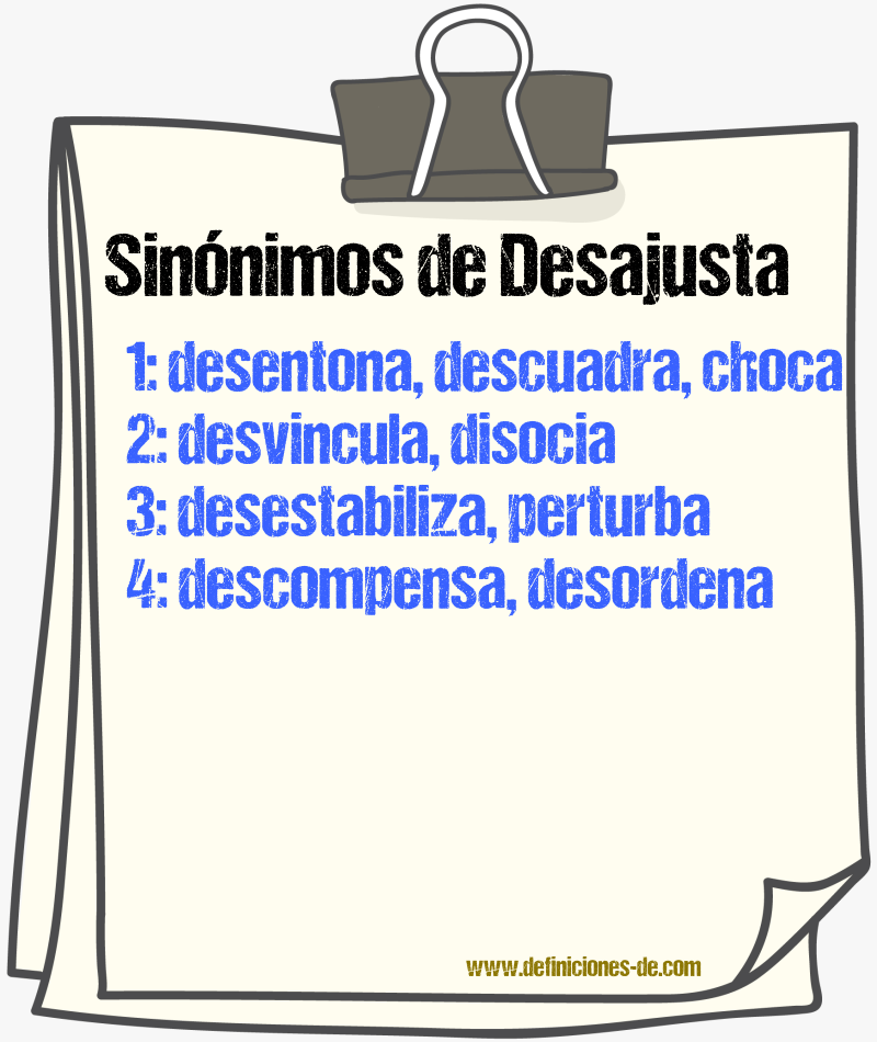 Sinónimos de desajusta