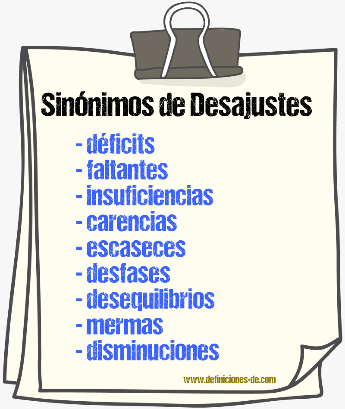 Sinónimos de desajustes