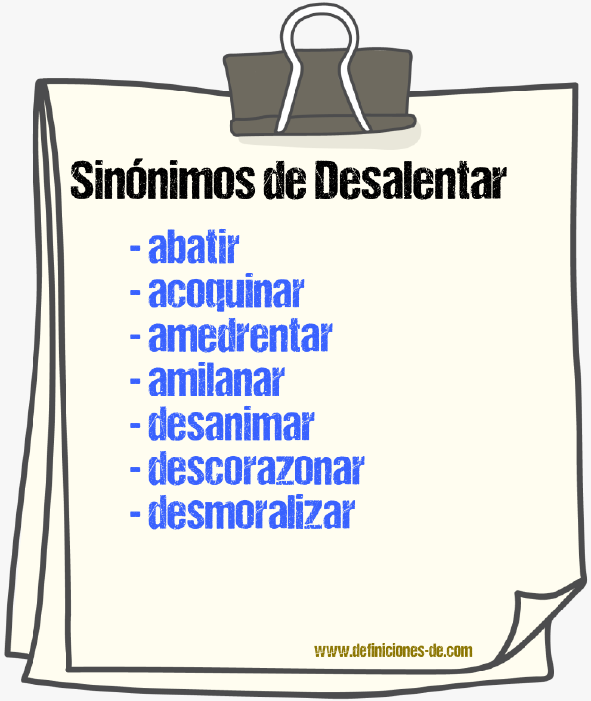 Sinnimos de desalentar