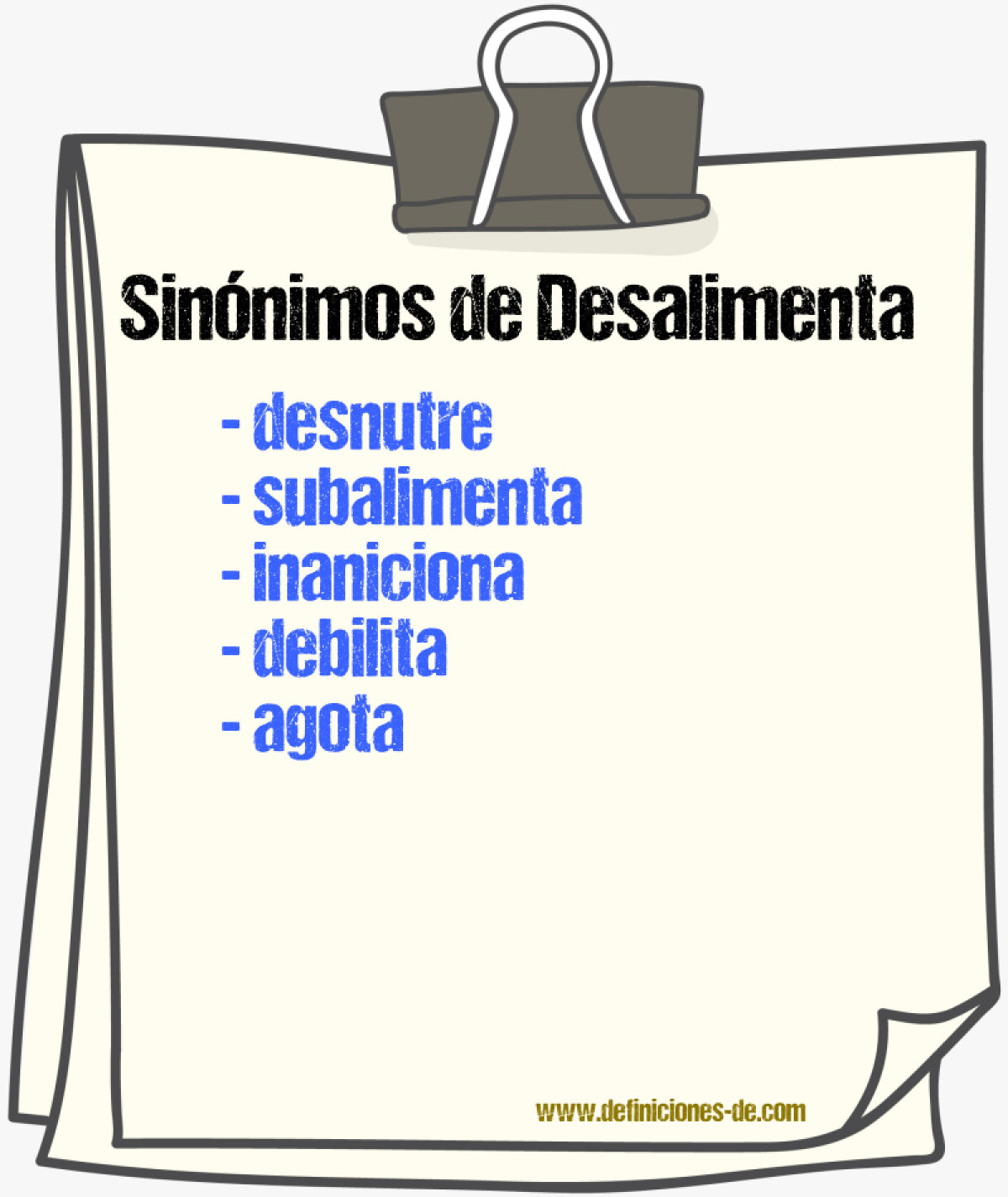 Sinónimos de desalimenta