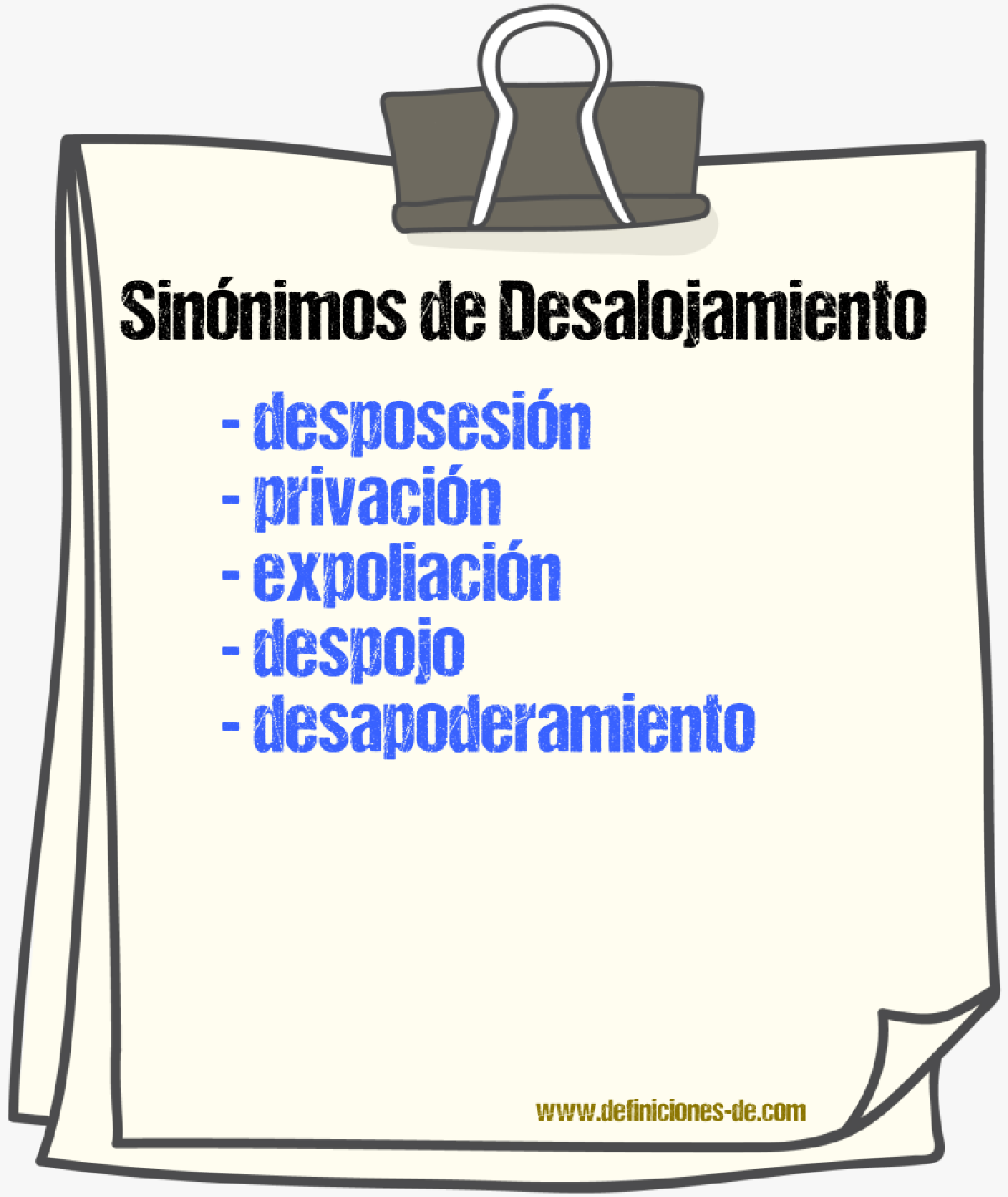 Sinónimos de desalojamiento