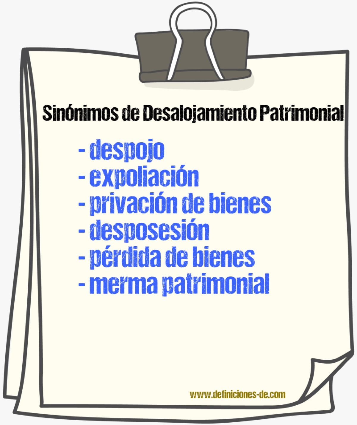 Sinónimos de desalojamiento patrimonial