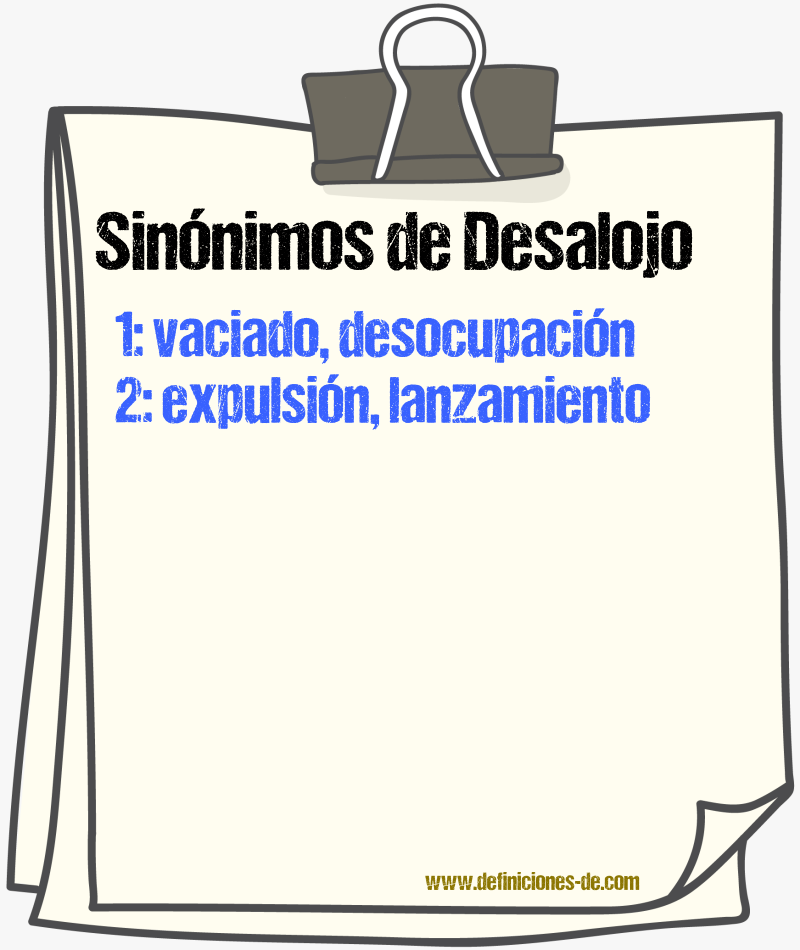 Sinónimos de desalojo