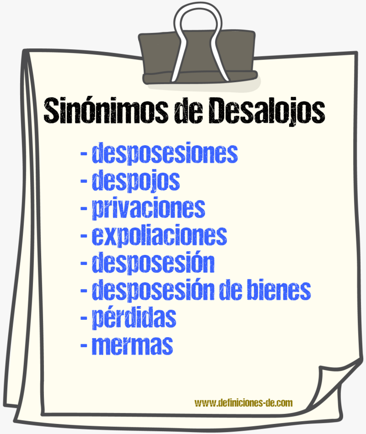 Sinónimos de desalojos