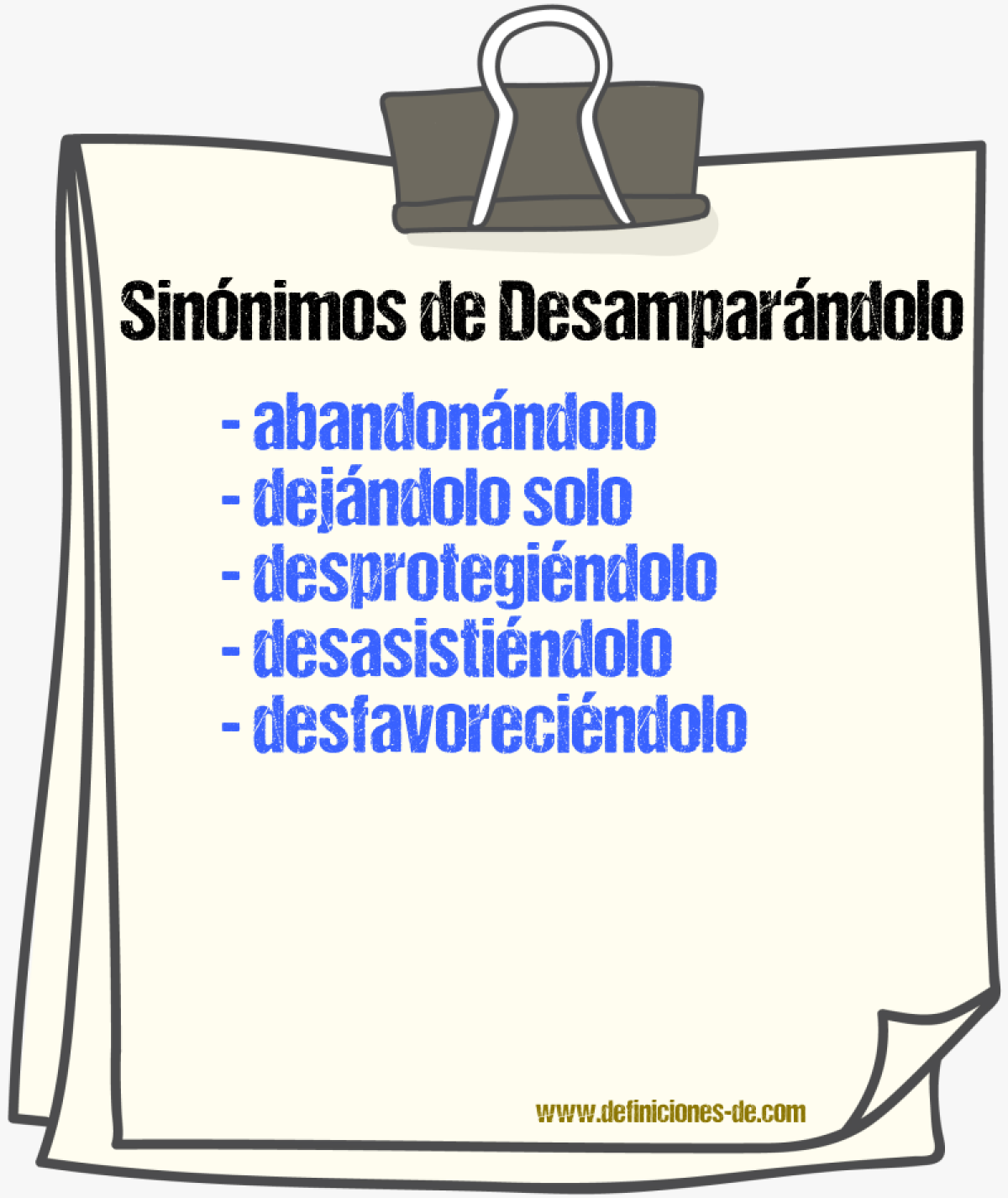 Sinónimos de desamparándolo