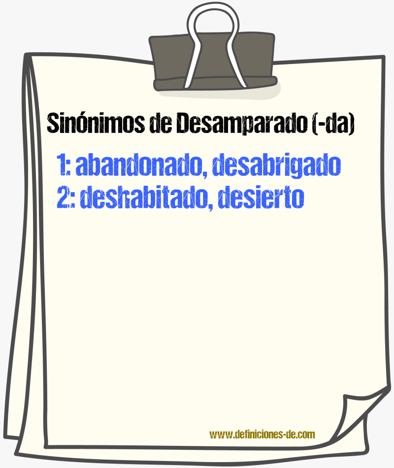 Sinnimos de desamparado