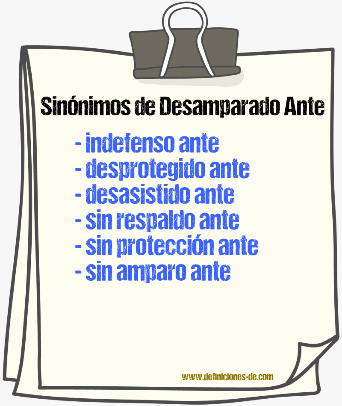 Sinónimos de desamparado ante