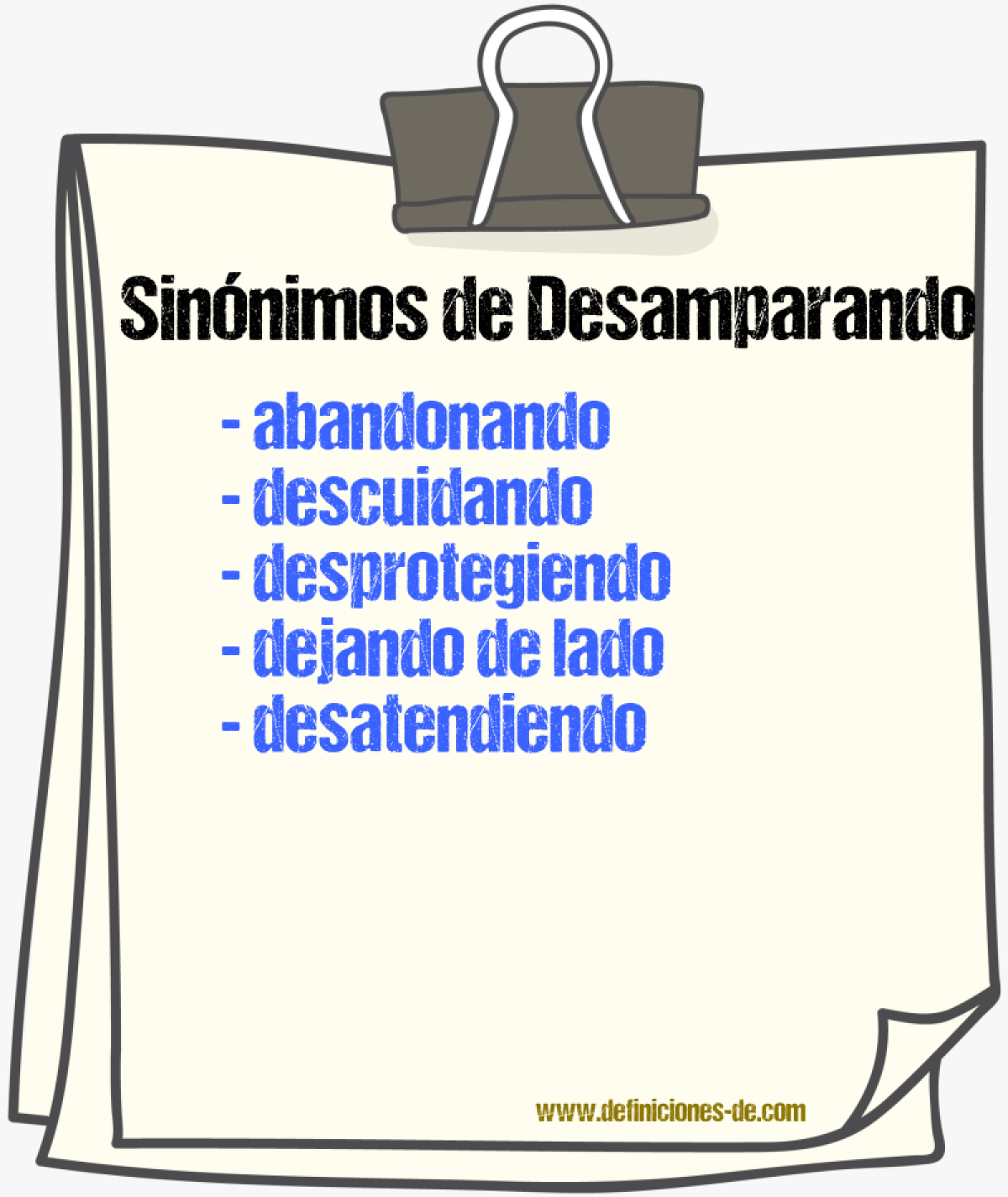 Sinónimos de desamparando