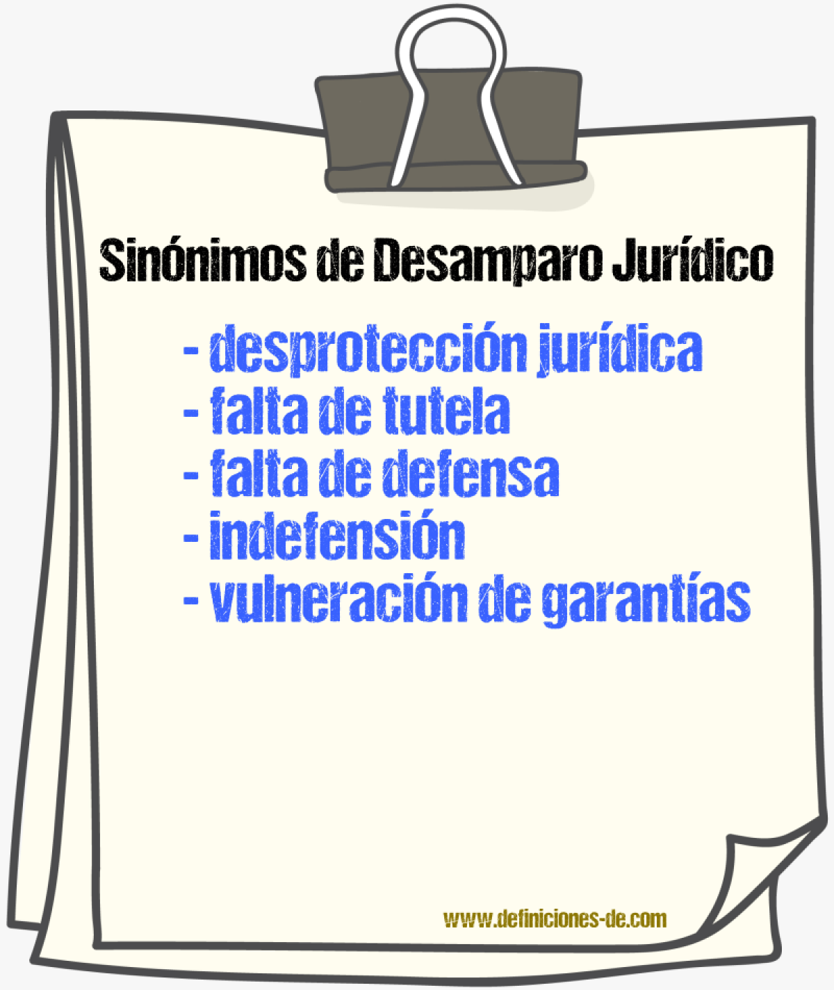 Sinónimos de desamparo jurídico