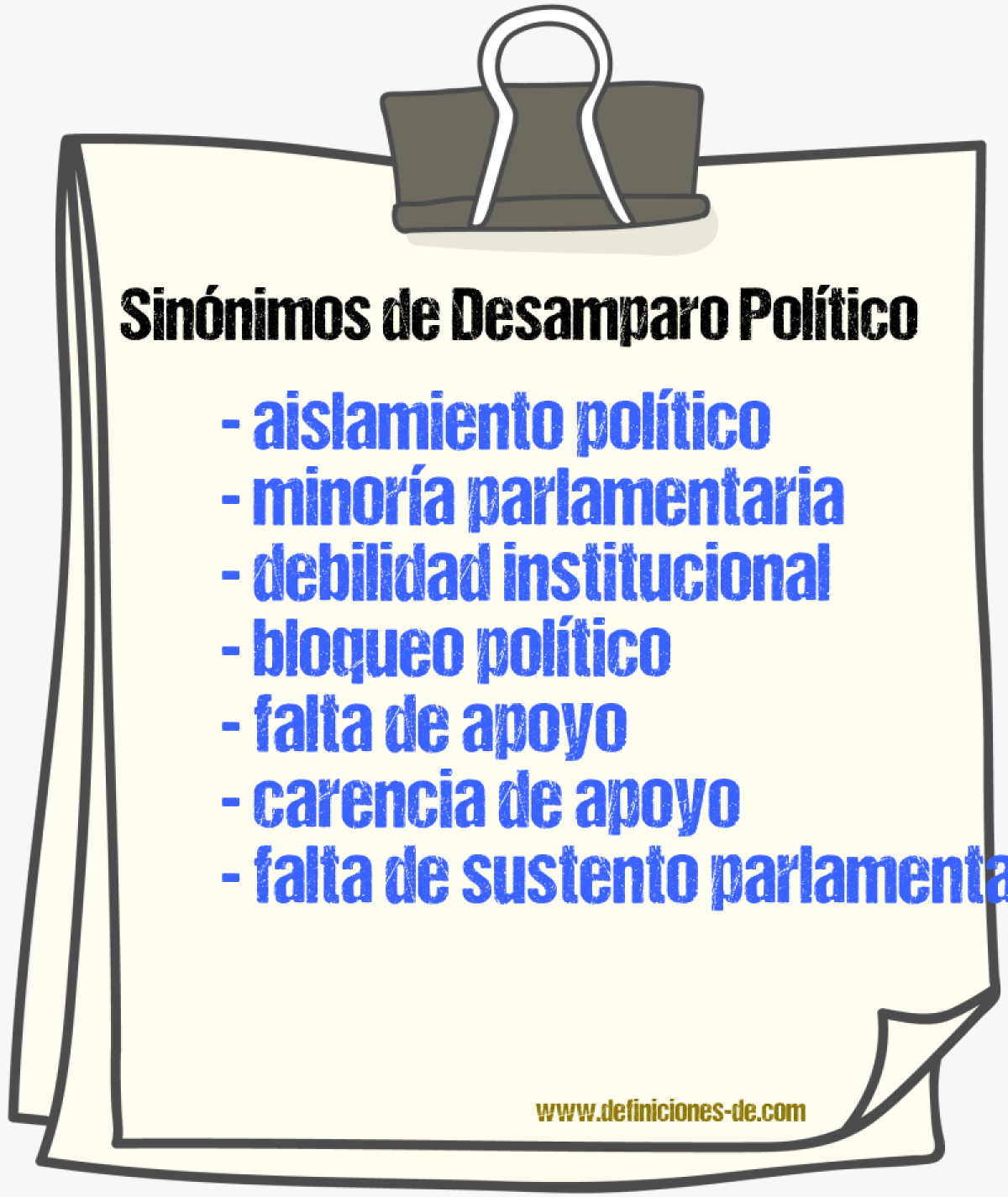 Sinónimos de desamparo político