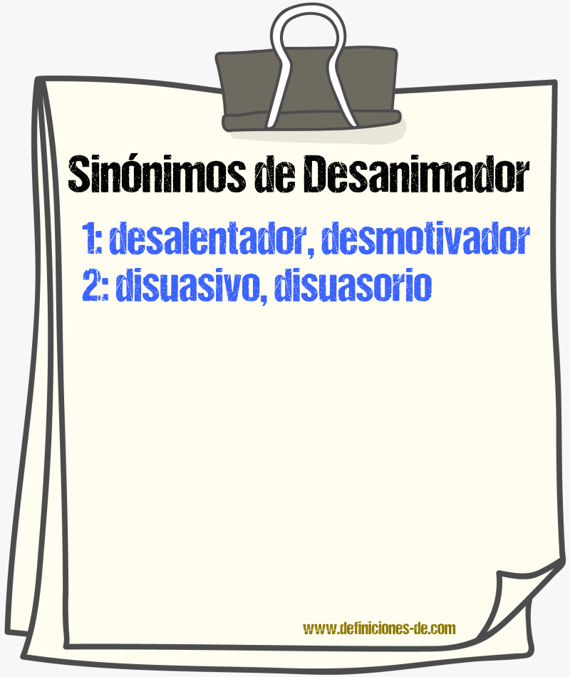 Sinónimos de desanimador