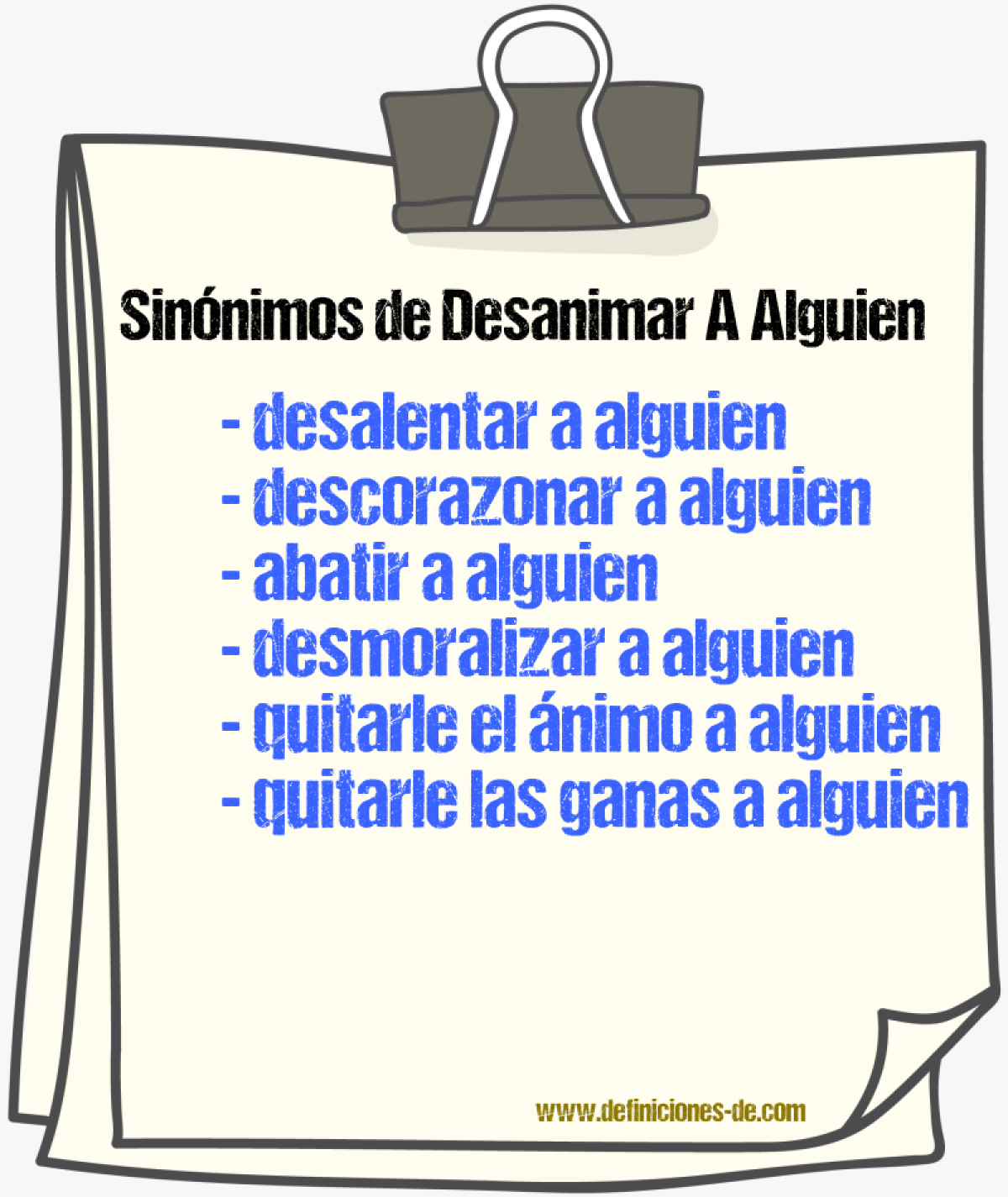 Sinónimos de desanimar a alguien