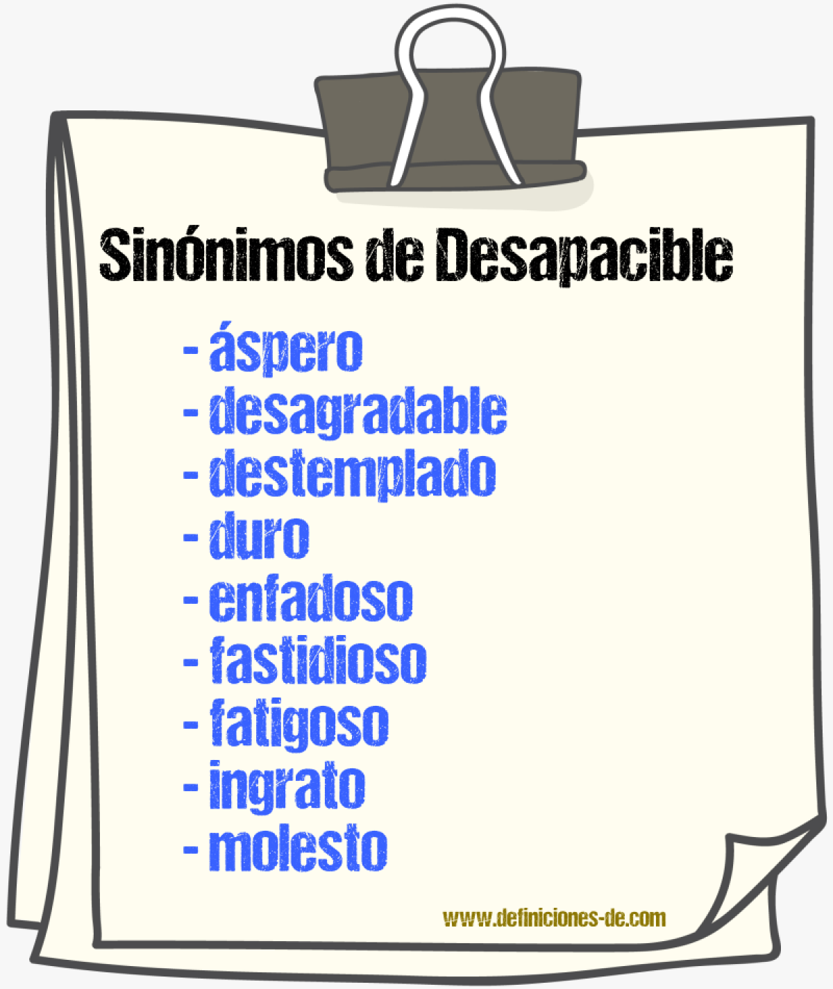 Sinnimos de desapacible