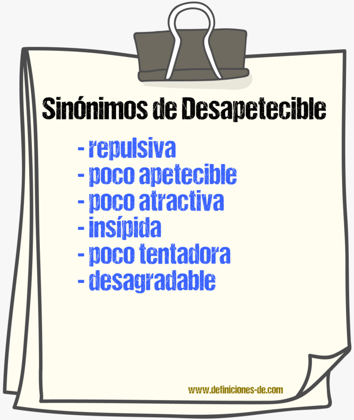 Sinónimos de desapetecible