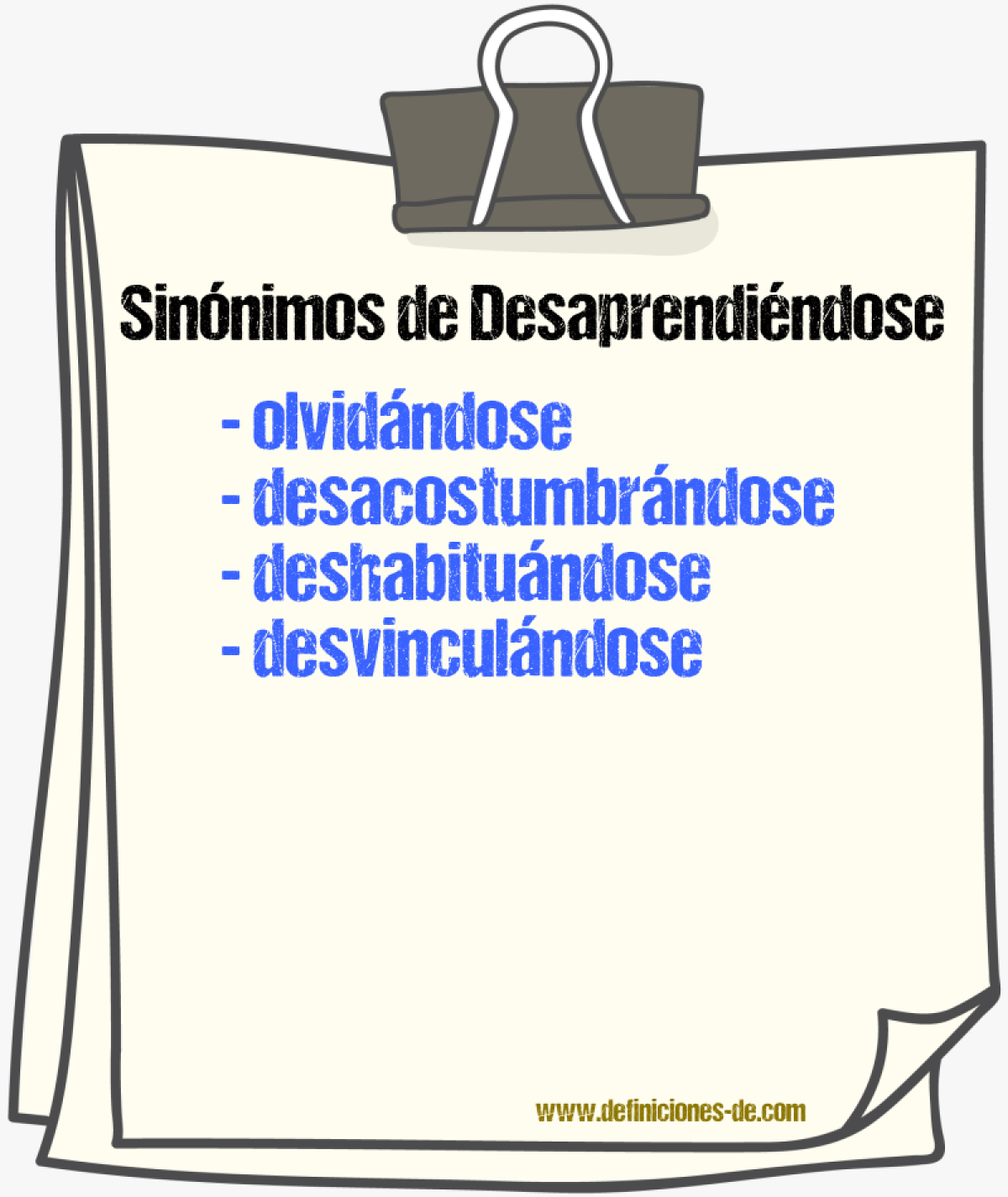 Sinónimos de desaprendiéndose
