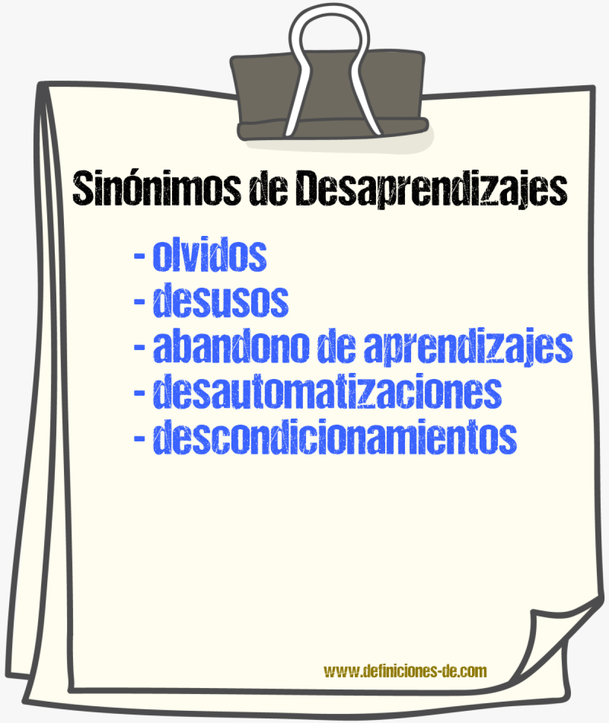 Sinónimos de desaprendizajes