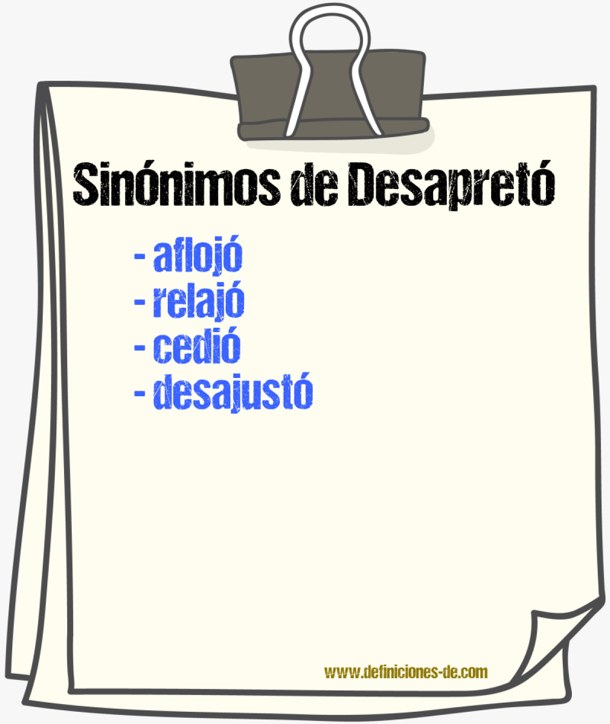 Sinónimos de desapretó